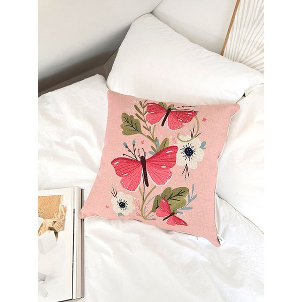 핑크 버터플라이 가든 쿠션커버