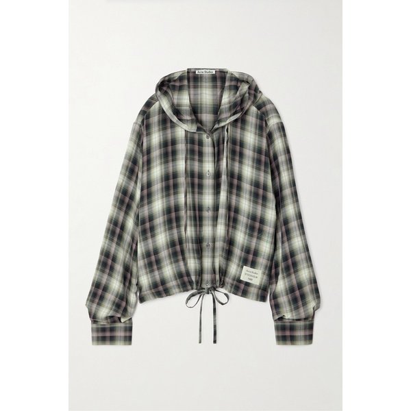 후드 장식 체크 우븐 셔츠 46376663162964133