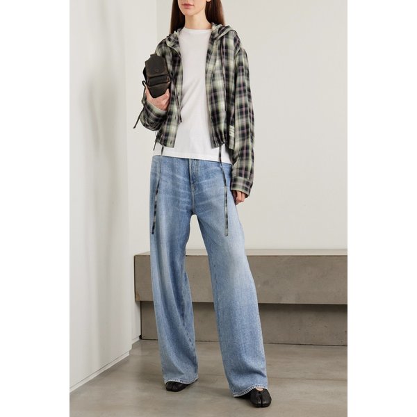 후드 장식 체크 우븐 셔츠 46376663162964133