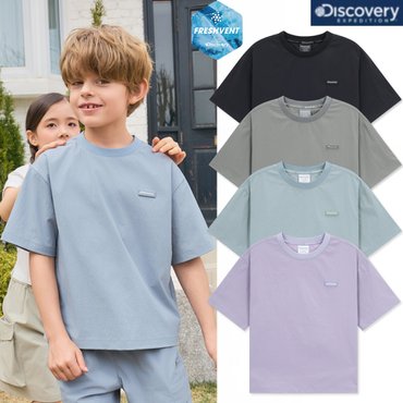 디스커버리키즈 25SS 키즈 프레시벤트 경량 우븐 스몰로고 트레이닝 반팔티셔츠 DKTR72053