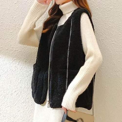 단정한 양털 베스트 포근한 데일리 뽀글이 조끼