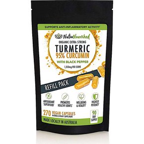 누트라 너리쉬드 터메릭 95% 커큐민 리필팩 Nutra Nourished Turmeric Curcumin 270캡슐