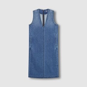 여 데님 V넥 원피스 J136201100051