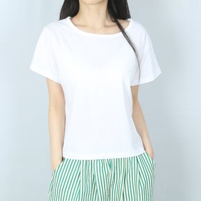 3색 베이직 무지 라운드 반팔 세미 크롭티
