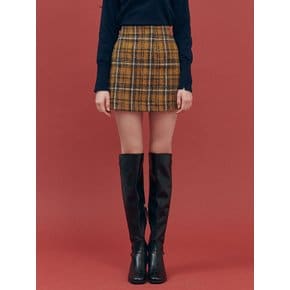 TWEED CHECK SKIRT / MUSTARD