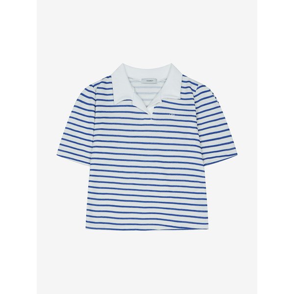 스트라이프 자수 셔링 카라 티셔츠 (VMIBD2845)