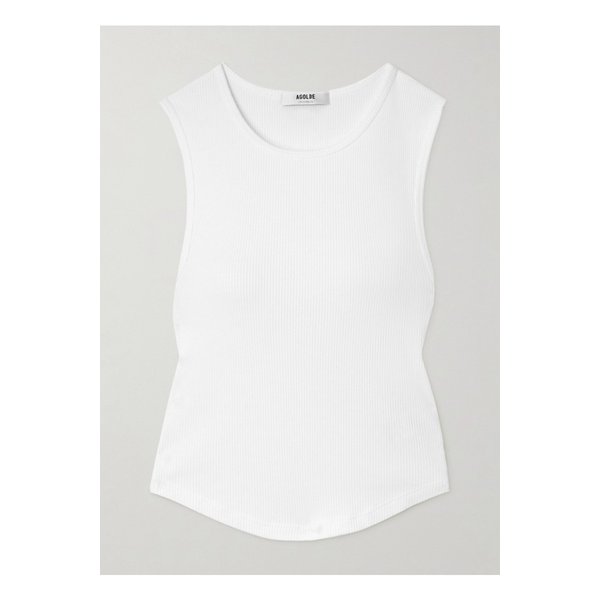 노바 골지 크롭 스트레치  코튼 텐셀™ 리오셀 혼방 탱크 화이트 1647597332884227