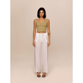 White Silky Ribbon Pants