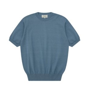 Essential Short Sleeve Round Knit (Marine Blue)