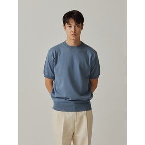 Essential Short Sleeve Round Knit (Marine Blue)