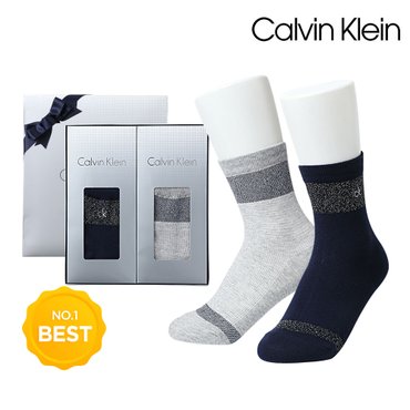 Calvin Klein 캘빈 여성 루렉스 일반목 양말 2족세트 CK12499_2