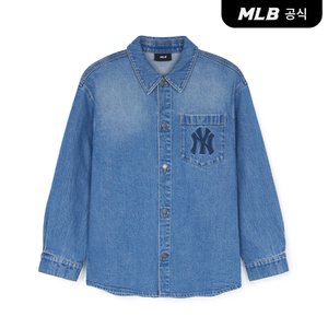 MLB [코리아공식] 바시티 컬시브 자수 데님셔츠 NY (Indigo)