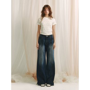 STRAIGHT WASHING DENIM PANTS - DARK BLUE