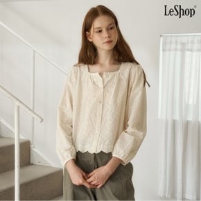스퀘어넥 레이스 자수 긴팔 블라우스 (DP3BA071A)