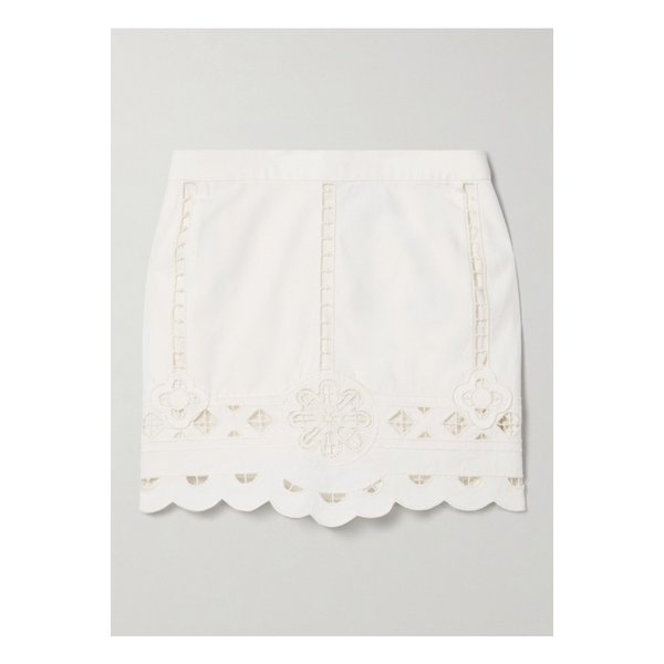 팔미라 스캘럽 브로드리 앙글레즈 코튼 미니 스커트 화이트 1647597343542181