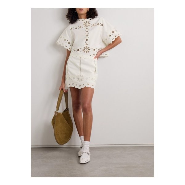 팔미라 스캘럽 브로드리 앙글레즈 코튼 미니 스커트 화이트 1647597343542181