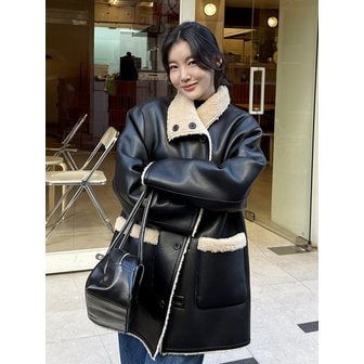 룩캐스트 [3차 리오더]리암 리버시블 시어링 코트_블랙 / LIAM REVERSIBLE SHEARLING COAT_BLACK
