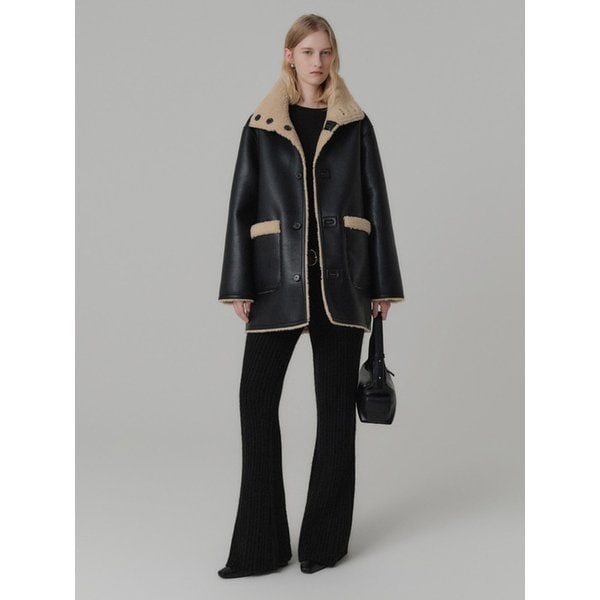 리암 리버시블 시어링 코트_블랙 / LIAM REVERSIBLE SHEARLING COAT_BLACK