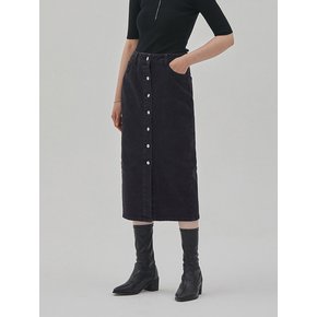 DENIM BUTTON H LINE SKIRT BLACK