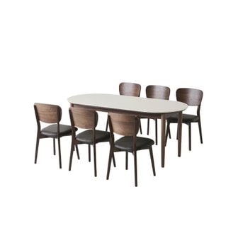  [추가할인][비밀혜택가]카르네 세라믹 타원형식탁 6인세트 1800 브라운_체어6EA (옵션 택1)