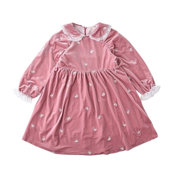 [여주점] 룰라비  -  플라워자수벨벳원피스  74C2240005