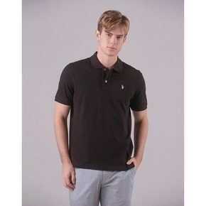 [U.S. POLO ASSN.]  블랙 레귤러핏 반팔 피케티셔츠 남성