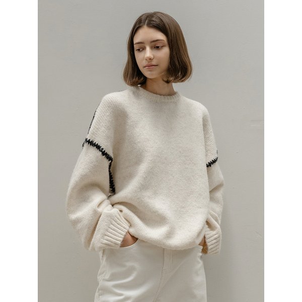CHUNKY CRWNECK SWEATER_NFKN4140 (IVORY)