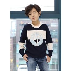 KIDS 7116511D1 키즈 6/8A 와펜 빅로고 배색 니트(DV)