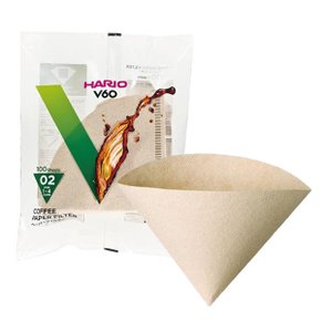 일본 하리오 V60 핸드드립 커피 필터 거름종이 여과지 100매 브라운 1-4인용