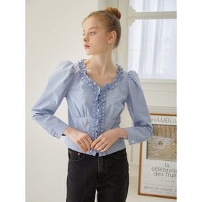 FRILL POINT COTTON BLOUSE_3COLOR