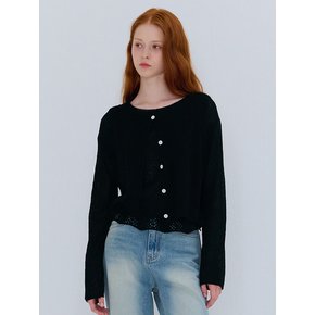 SUMMER COTTON BOUCLE CARDIGAN BLACK