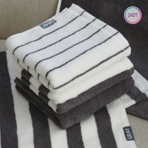 스트라이프 호텔수건 그레이 모달 코마사 세면타올 180g 탄소발자국을 줄이는 지구를 생각하는 타월