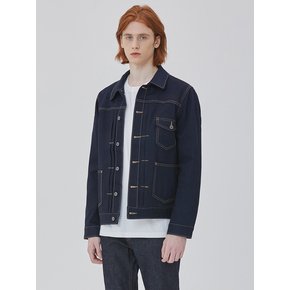 DENIM TWO TUCK POCKET  RAW JACKET NAVY