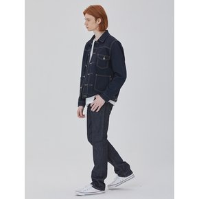 DENIM TWO TUCK POCKET  RAW JACKET NAVY