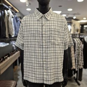 남성 시어서커 블리치 워싱 체크 반팔 셔츠 B252SH346P82