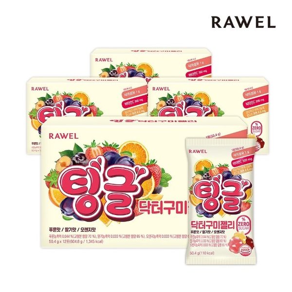 로엘 팅글 무설탕 닥터구미젤리 12포 x 4박스 / 제로슈가 식이섬유 젤리