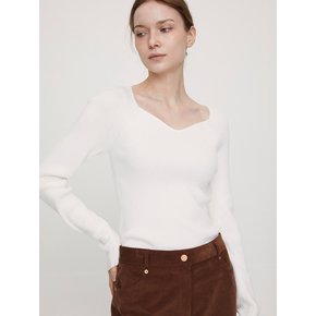 Heart line neck cashmere knit