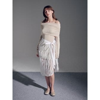 무니쉬 Lace Layered Wrap Skirt_WHITE