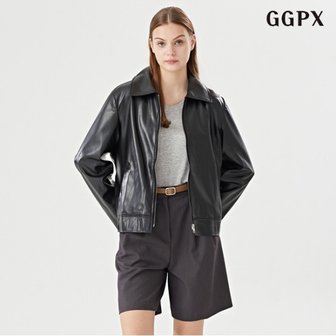 GGPX 정상가:139,000원  베이직 집업 투포켓 루즈핏 긴팔 라이더 자켓 (GOCJK021D)