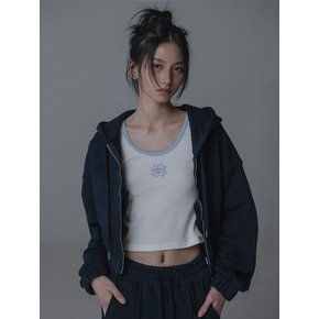 CLOVER CROP TWO-WAY HOODIE ZIPUP_NAVY