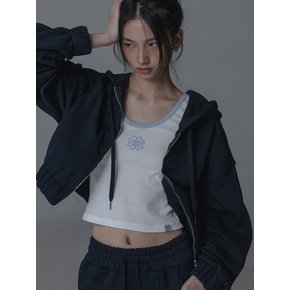 CLOVER CROP TWO-WAY HOODIE ZIPUP_NAVY