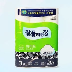 쿨샵 잘풀리는집 앤 소프트 화장지 화이트 3켭 30롤