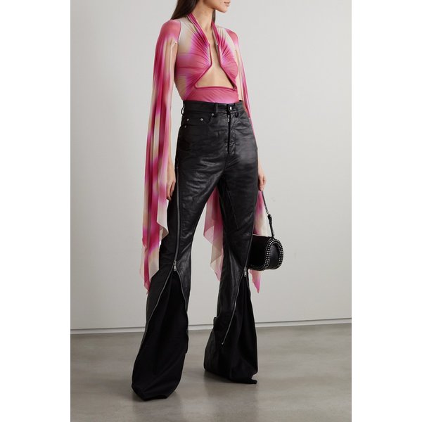 프린트 컷아웃 스트레치 메시 탑 푸시아 1647597290278050