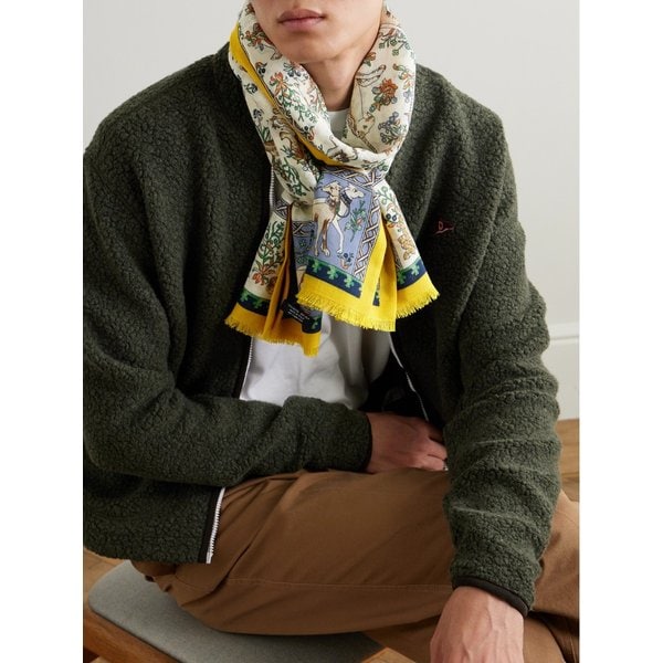 드레익스 HIM 프린지 프린트 울 실크 혼방 스카프 46376663162902075