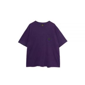 NEEDLES 니들스 SS Papillon Emb. Pocket Tee Cotton Jersey - Purple (QV357) (빠삐용 자수 포