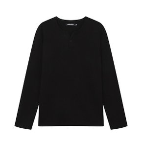 남성) CP분또 조직변형물 넥 트임 긴팔티셔츠(세미오버핏)_AN1WTS106-BK