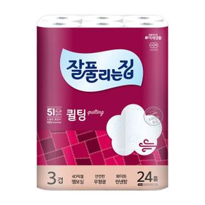 무형광 잘풀리는집 퀼팅 화장지 3겹 30M 24롤