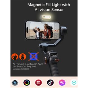 Hohem M6 Kit LED AI iPhoneAndroid 400G- 스마트폰 짐벌 스태빌라이저 라이트 내장 대상 추적