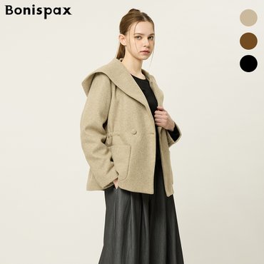 보니스팍스 후드 셔링 디테일 하프 코트 (XP2CT006M0)