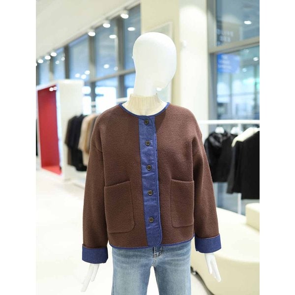 [여주점] 여성 데님 배색 니트 플리스 자켓 YW5WJ408